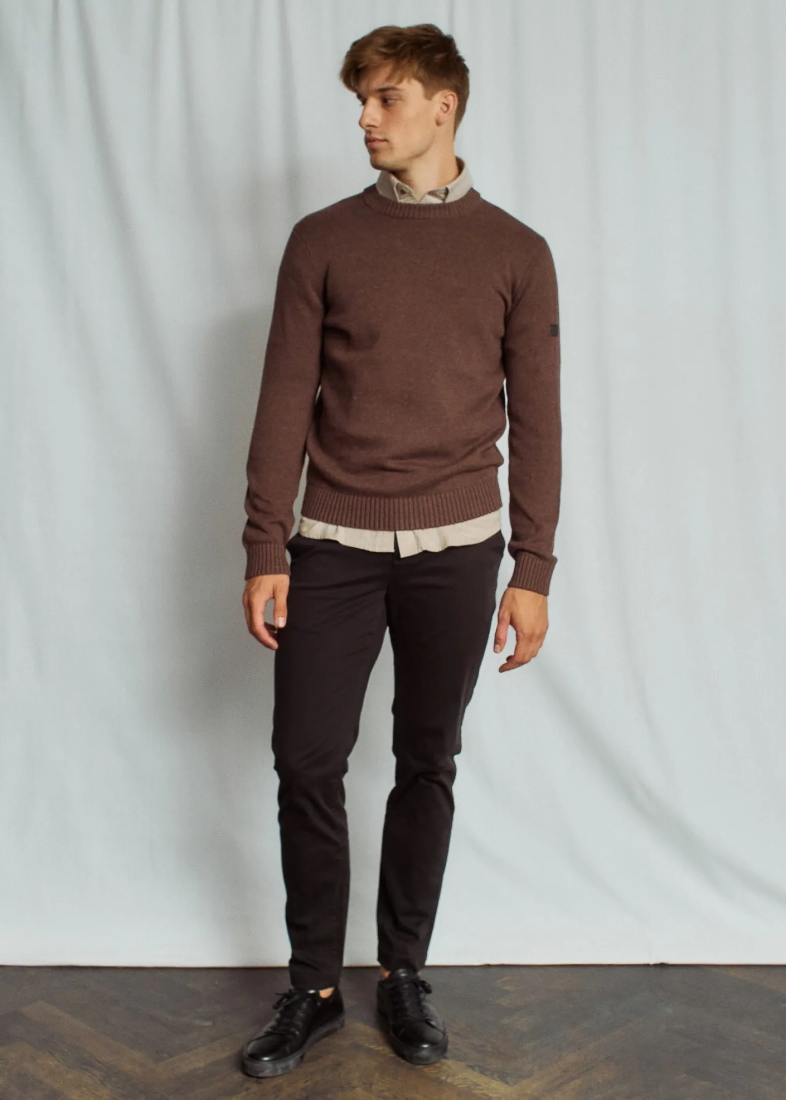 BS Azure Regular Fit Stickat - Brown