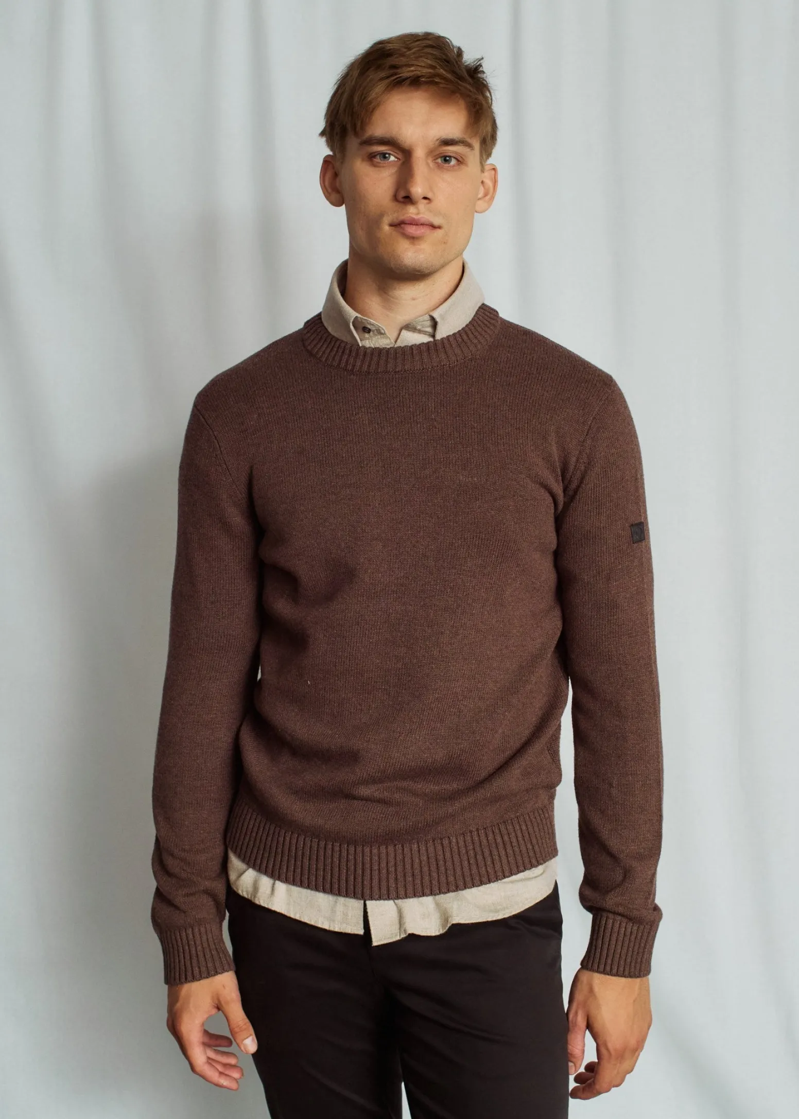 BS Azure Regular Fit Stickat - Brown