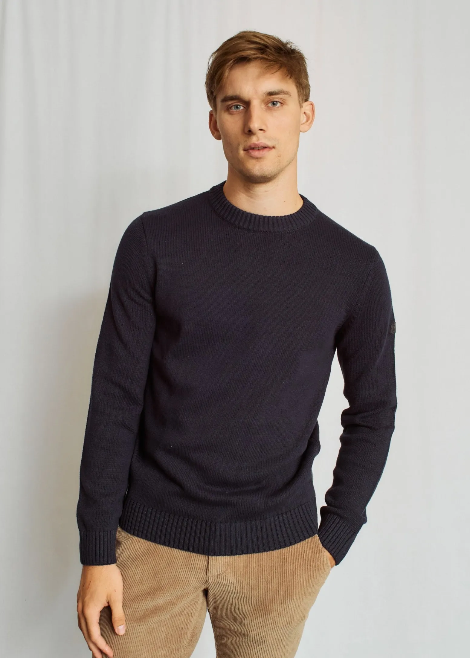 BS Azure Regular Fit Stickat - Navy