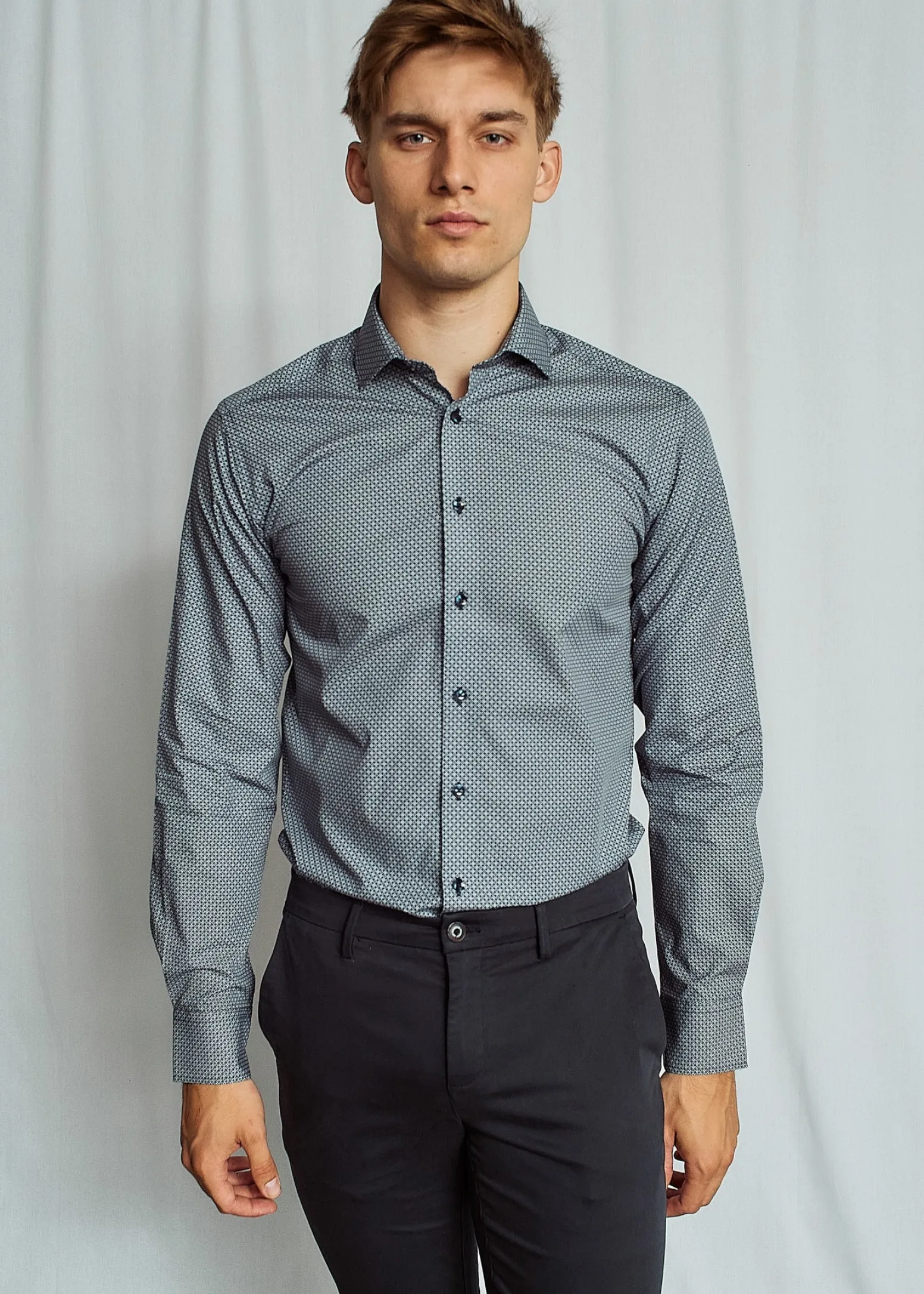 BS Howard Slim Fit Skjorta - Dark Blue
