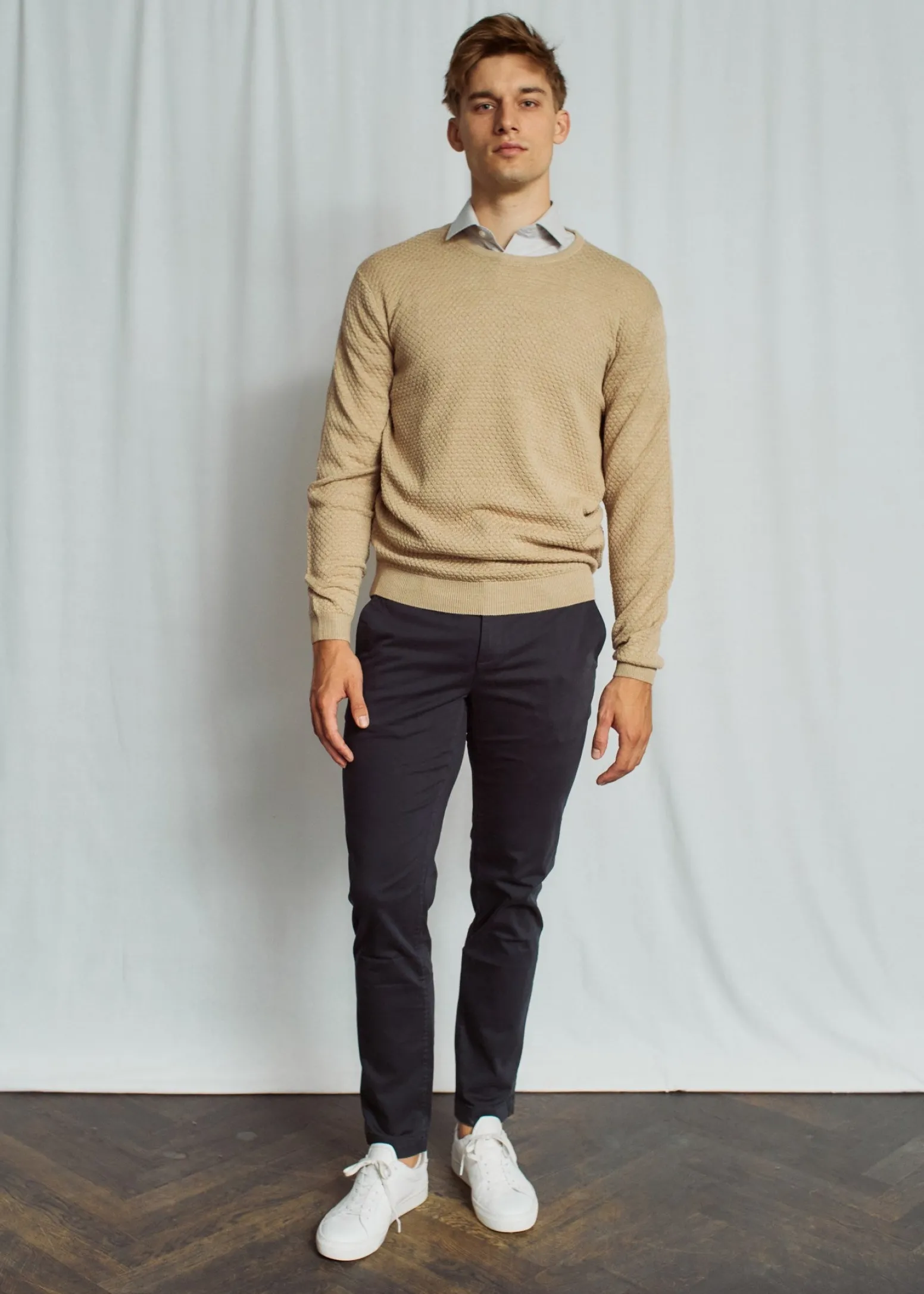BS Irving Regular Fit Stickat - Sand