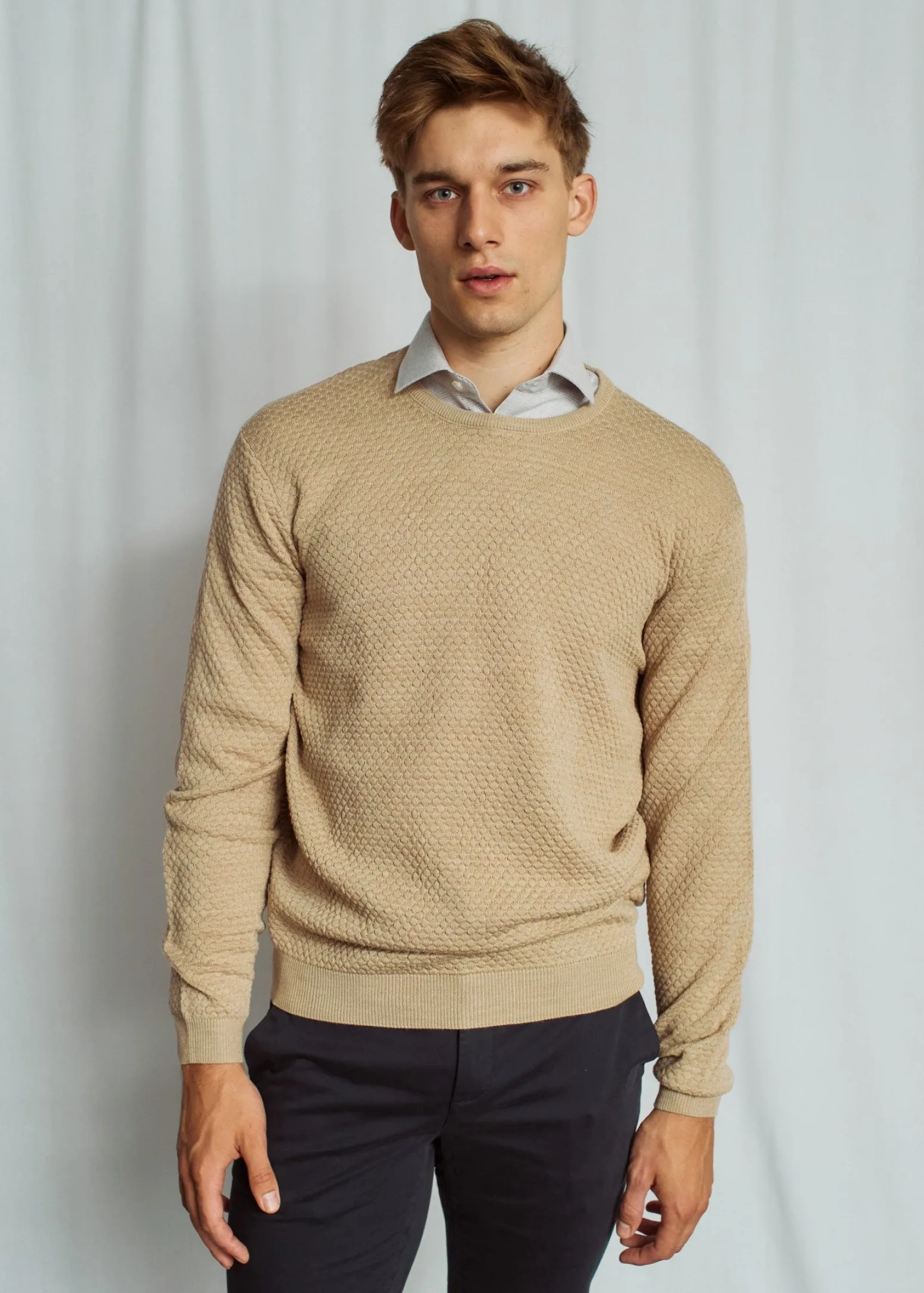 BS Irving Regular Fit Stickat - Sand