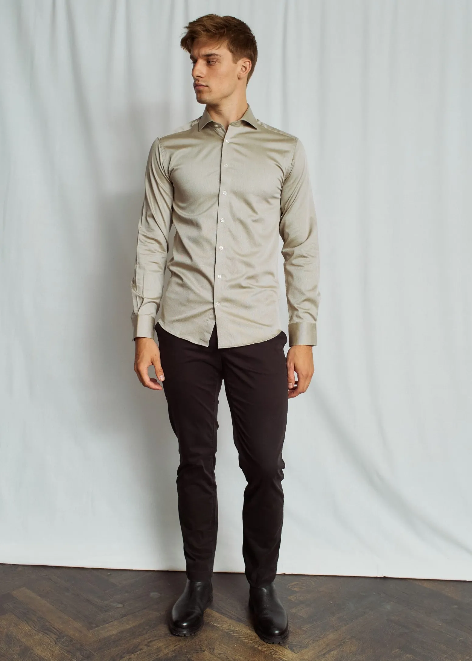 BS Jayson Slim Fit Skjorta - Light Brown