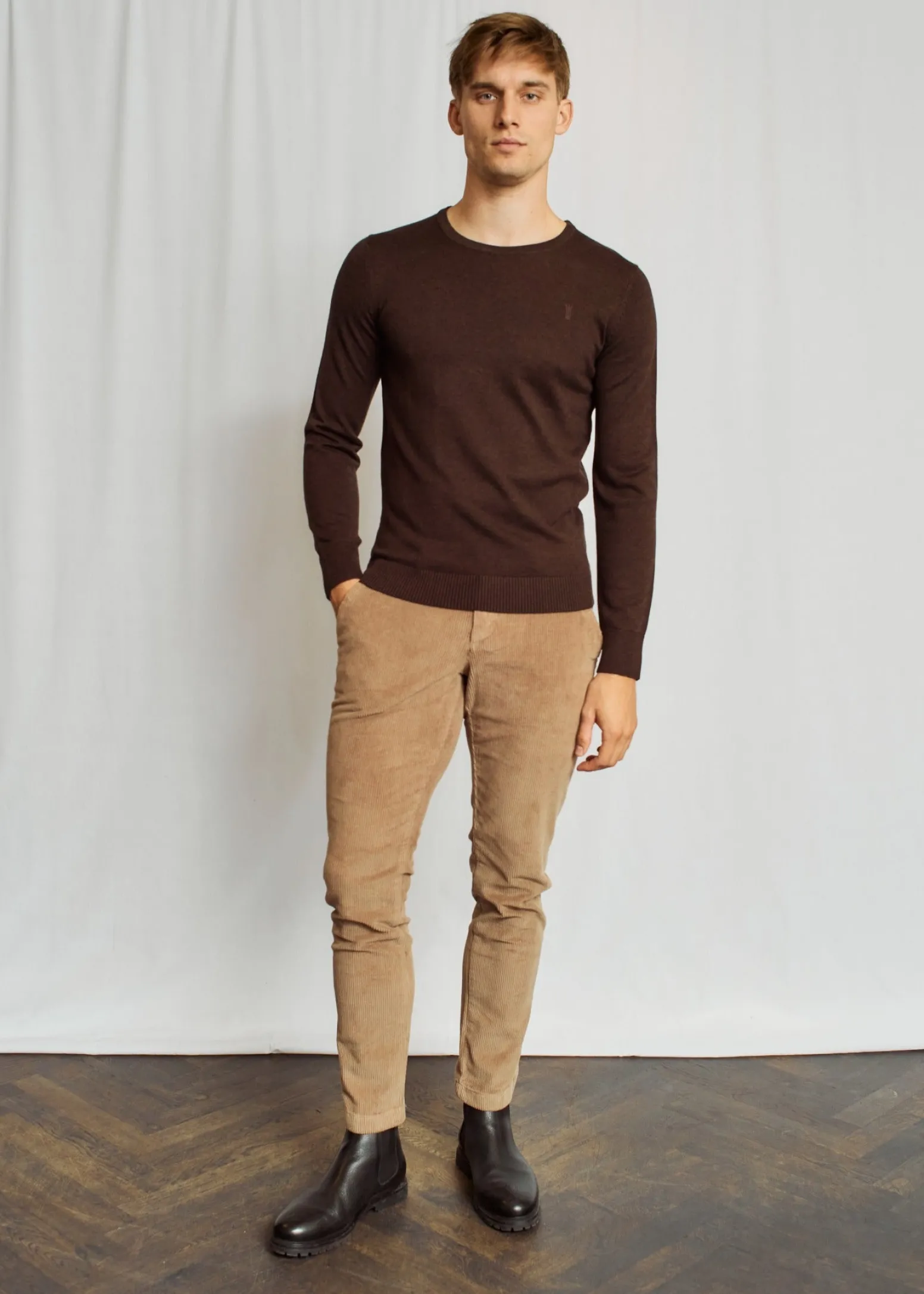 BS Jupiter Regular Fit Stickat - Dark Brown