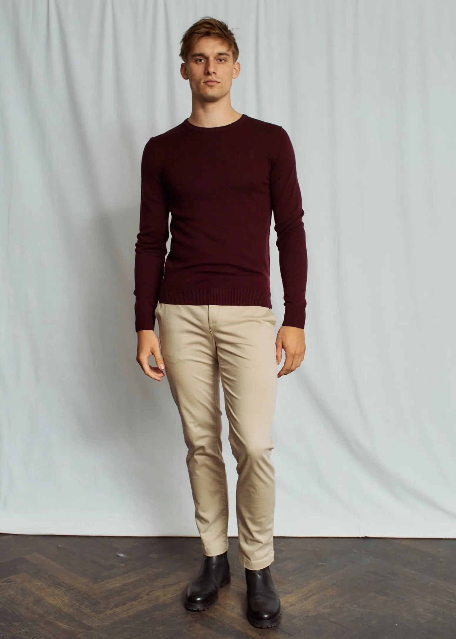 BS Jupiter Regular Fit Stickat - Bordeaux