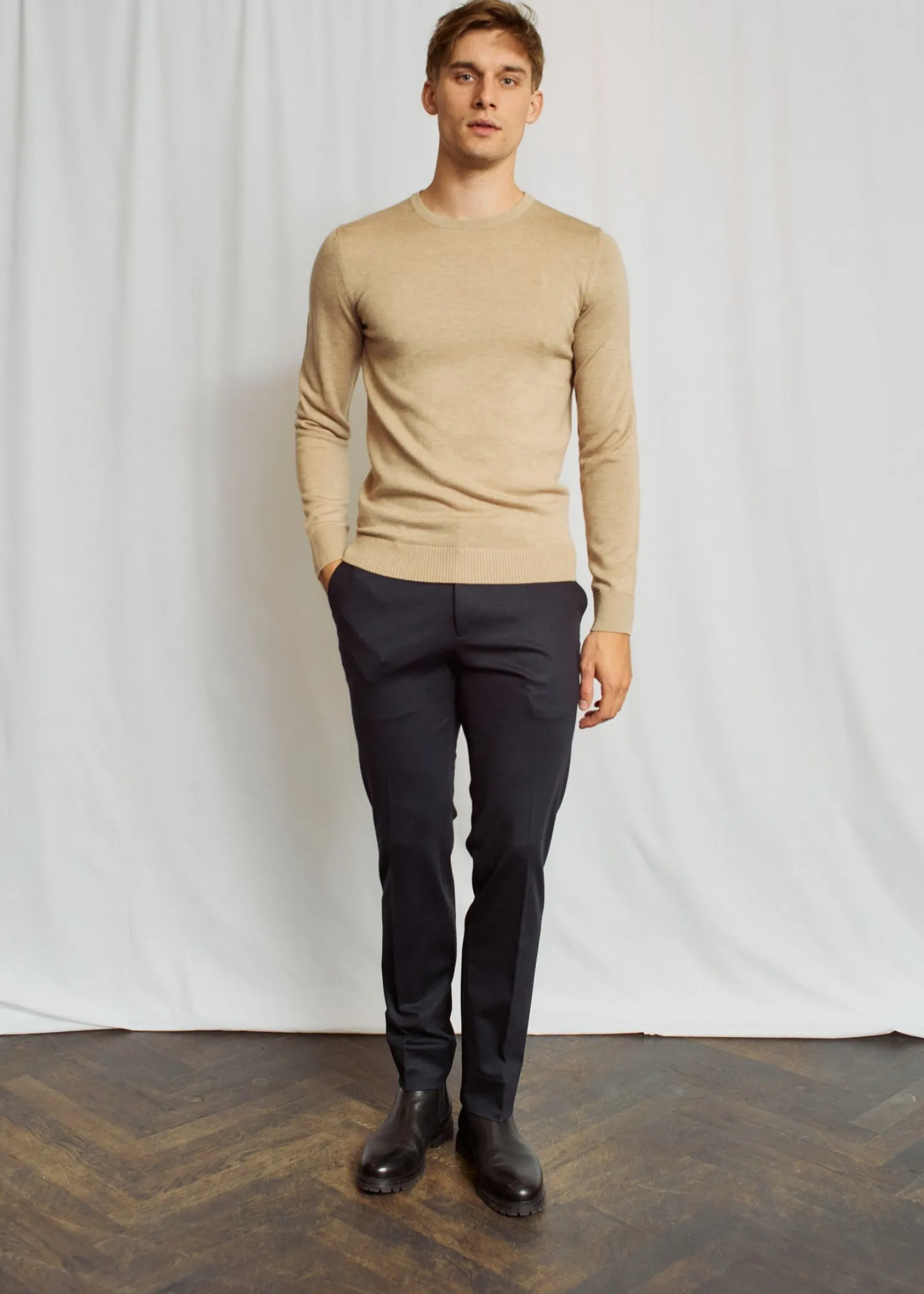 BS Jupiter Regular Fit Stickat - Sand