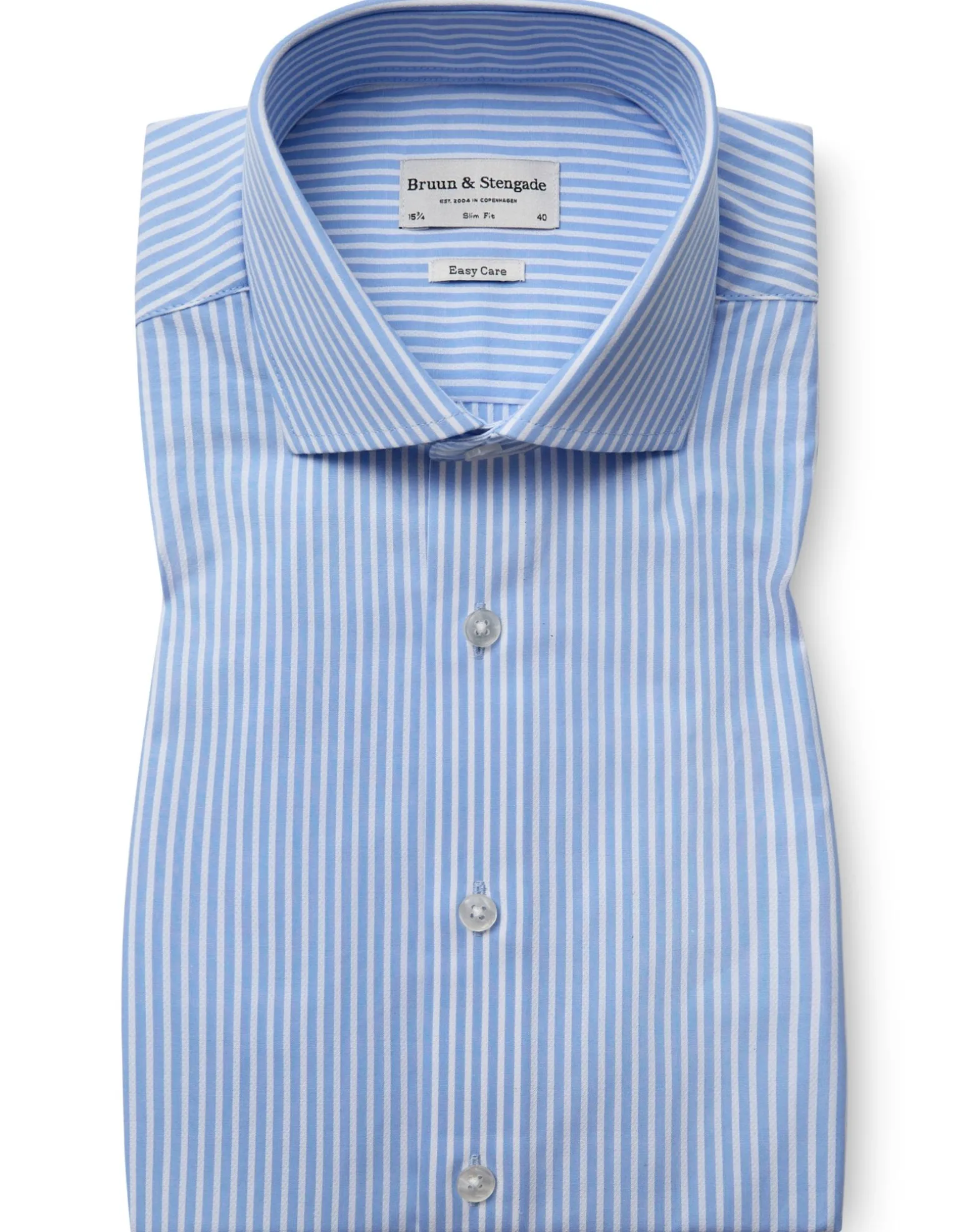BS Moss Slim Fit Skjorta - Light Blue/White