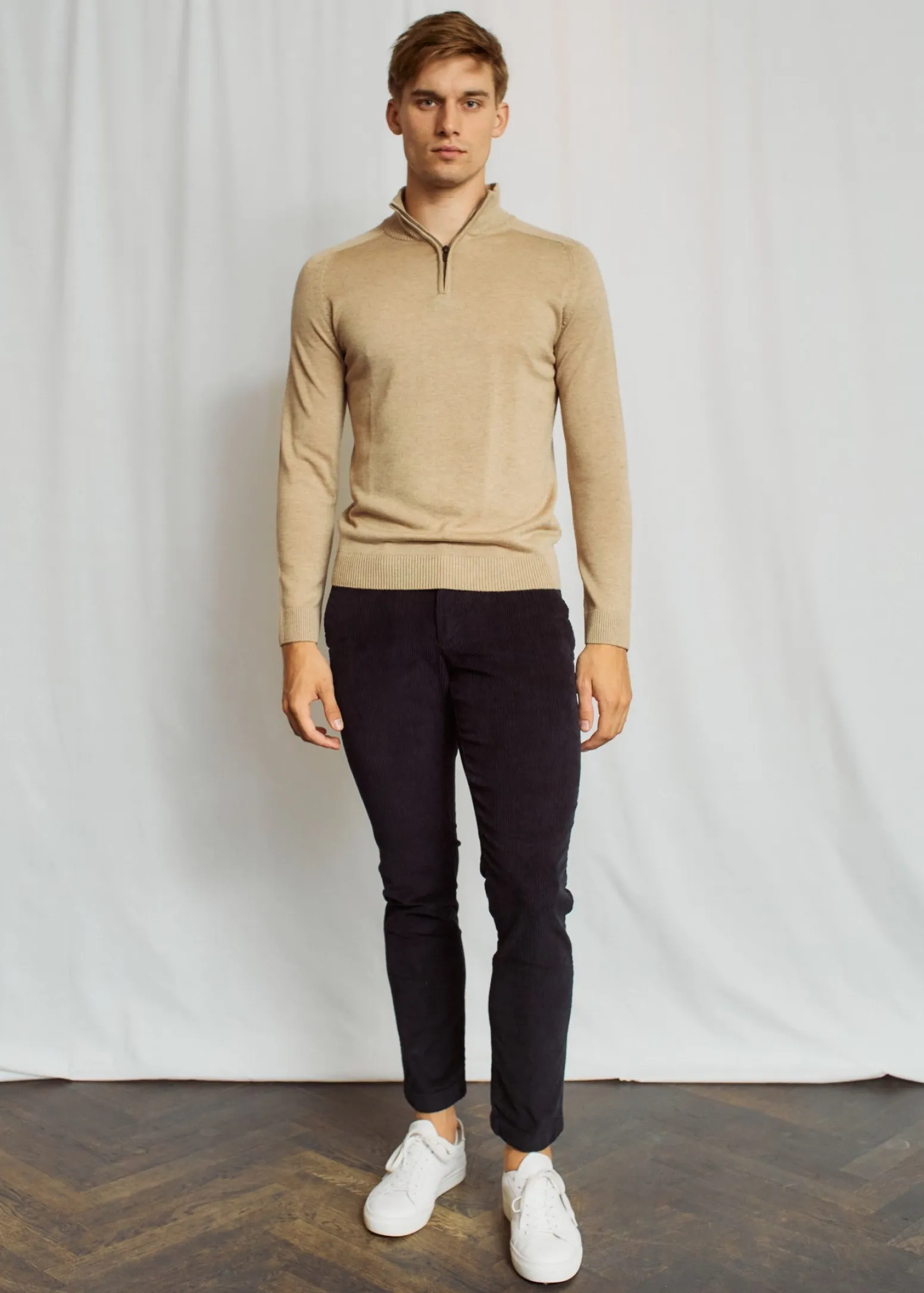 BS Pelle Regular Fit Stickat - Sand