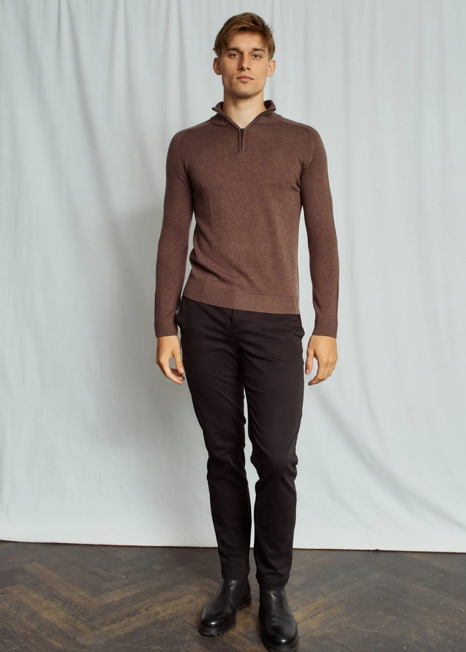 BS Pelle Regular Fit Stickat - Brown