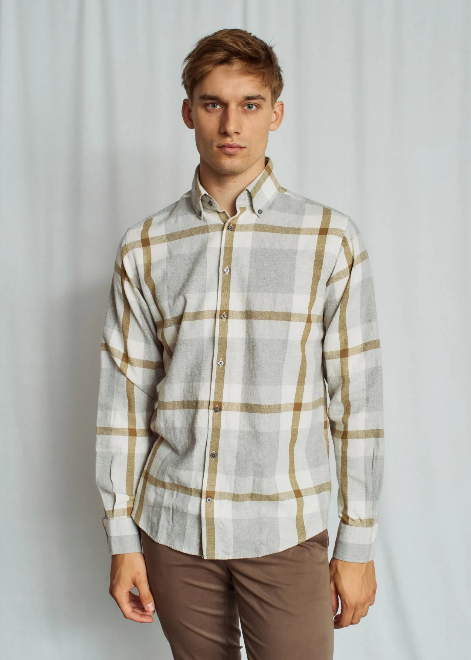 BS Triton Casual Modern Fit Skjorta - Light Grey